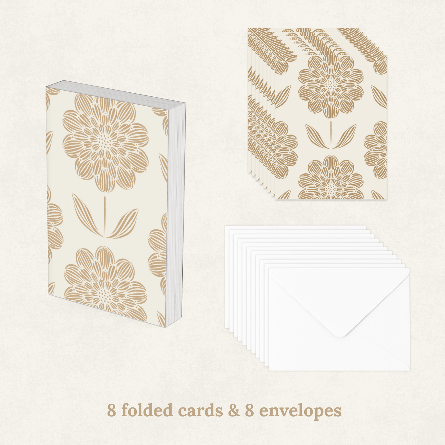 Neutral Large Blooms Card Box - Note Cards