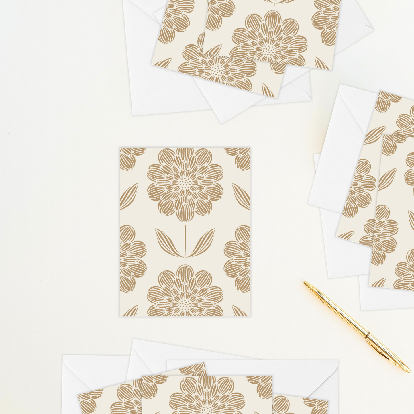 Neutral Large Blooms Card Box - Note Cards